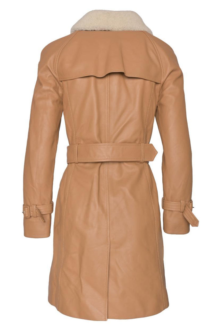 Coach Leather Shearling Trim Size 00 Coat