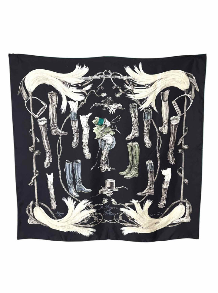 Hermes  A Propos de Bottes Xavier de Poret Silk  Scarf