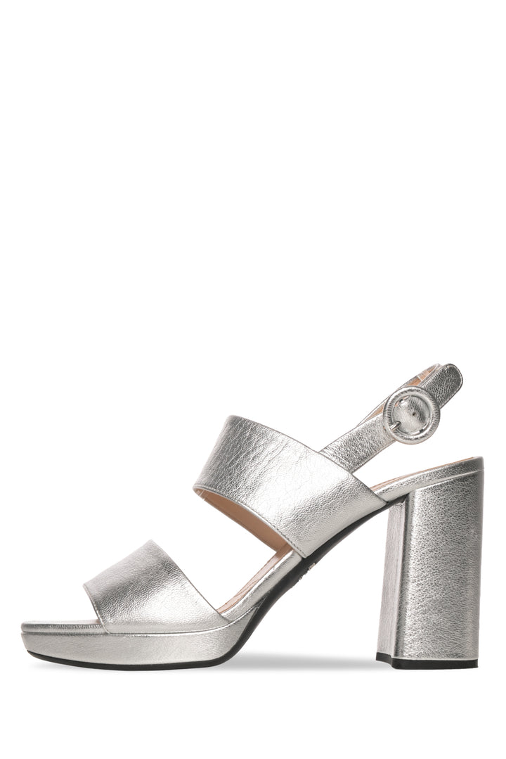 Prada Size 38 Metallic Block Heel Sandals