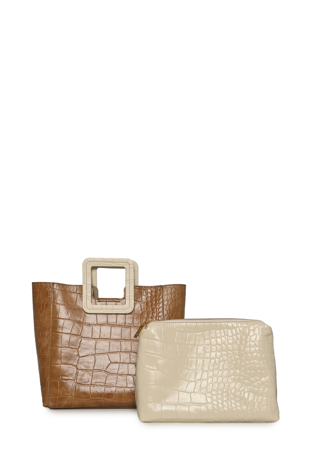 STAUD Shirley Croc Embossed Tote & Pouch