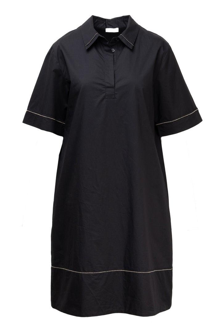 Peserico Size 12 Embellished Trim Cotton Shirt Dress