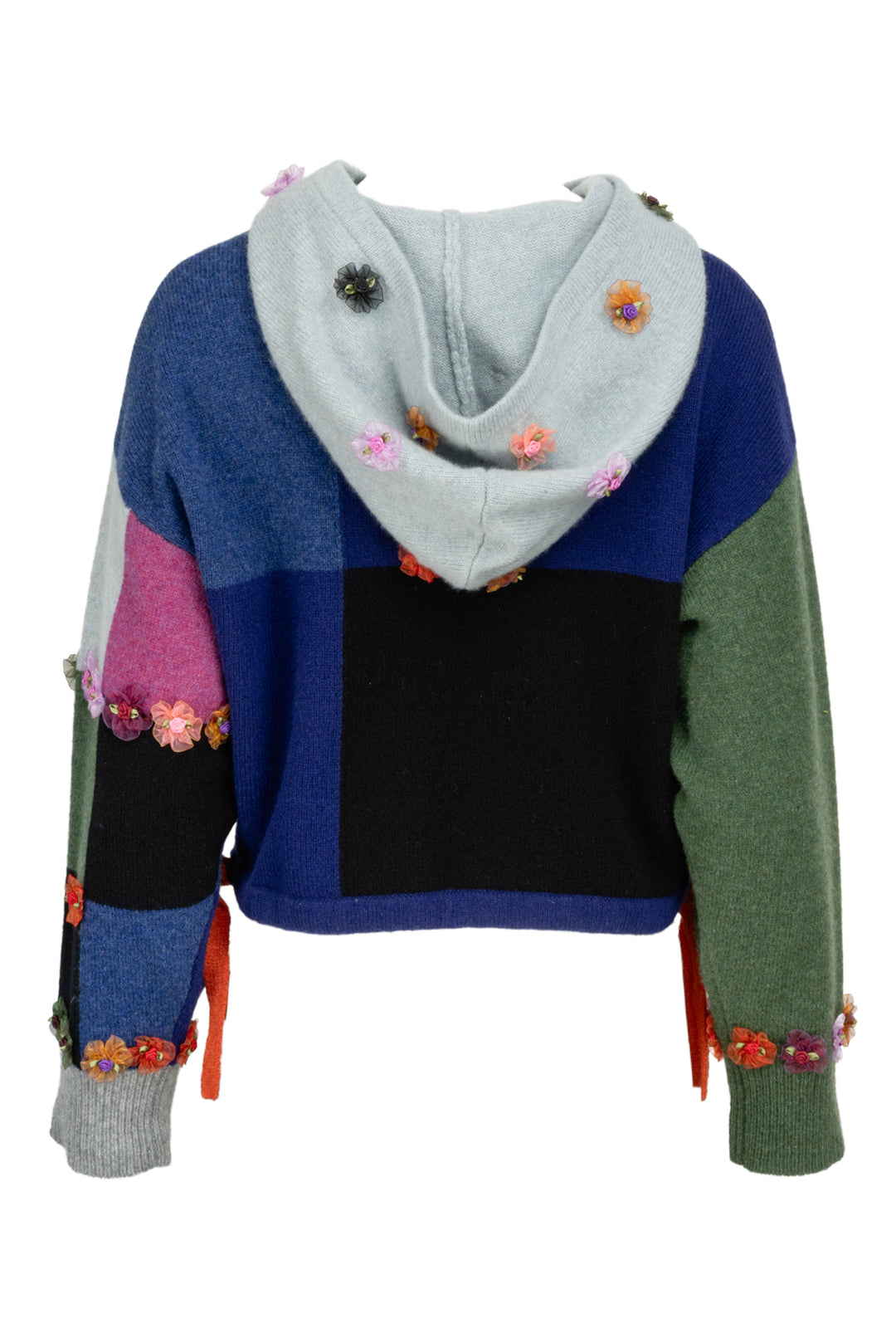 Yanyan Knits Size XS Floral Embellished Multi-colour Knit Hoodie