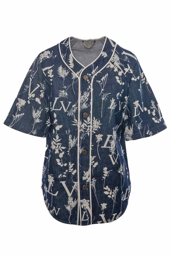 Louis Vuitton Size L Leaf Denim Baseball Shirt