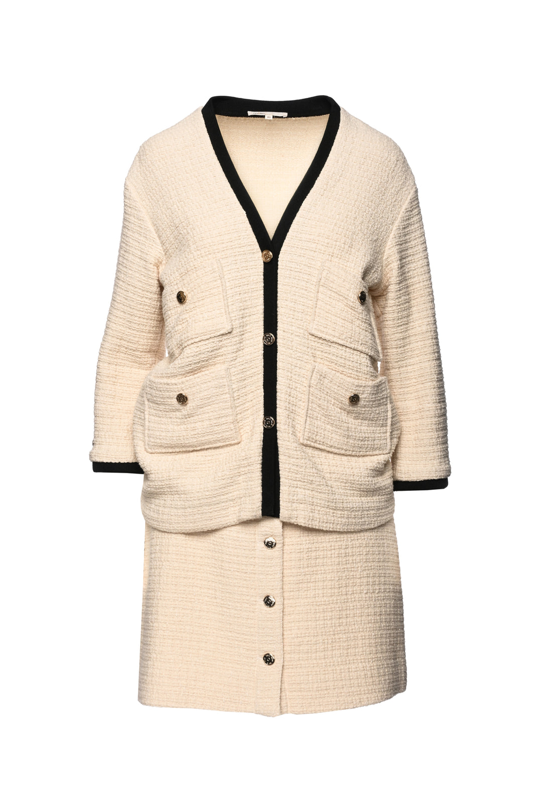 maje Size 40 Tweed Cardigan & Skirt Set