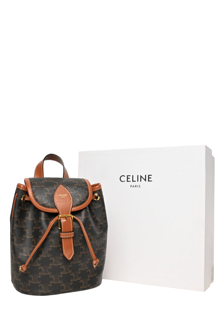 Celine 2021 Mini Backpack Folco in Triomphe Canvas & Calfskin