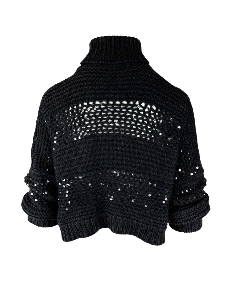 Brunello Cucinelli Size XXS Sequin-Embellished Cashmere Cropped Sweater