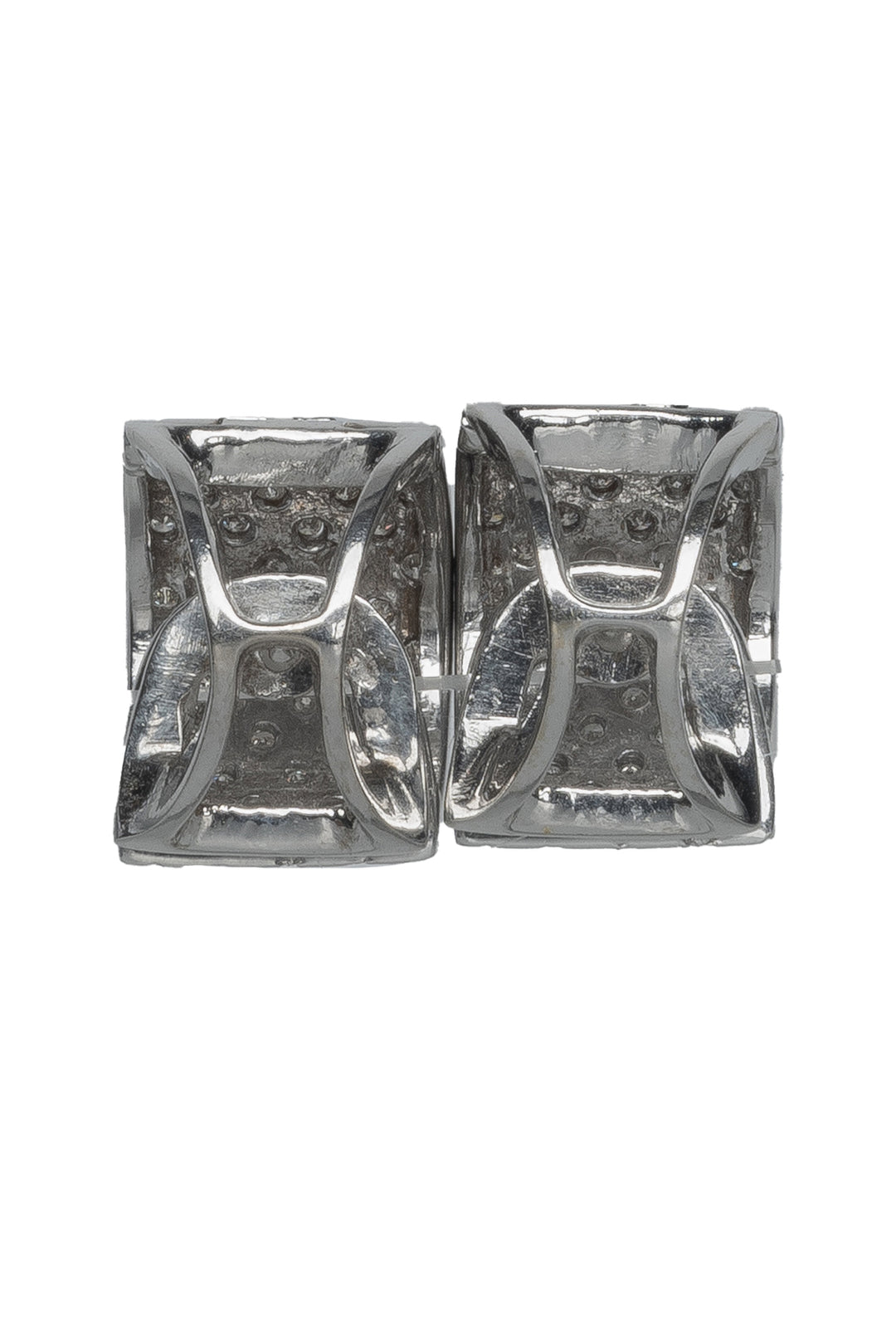 14K White Gold & Diamond Wide Huggie Earrings