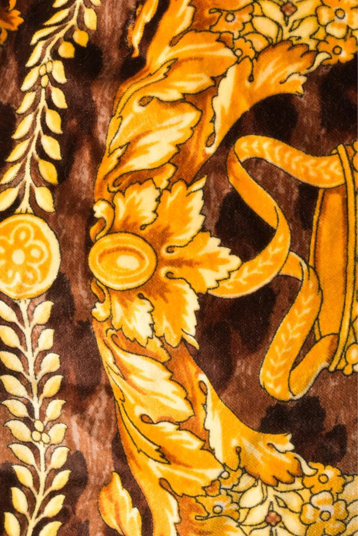 Versace Size 40 Leopard & Barocco Print Velour Knee Length Skirt