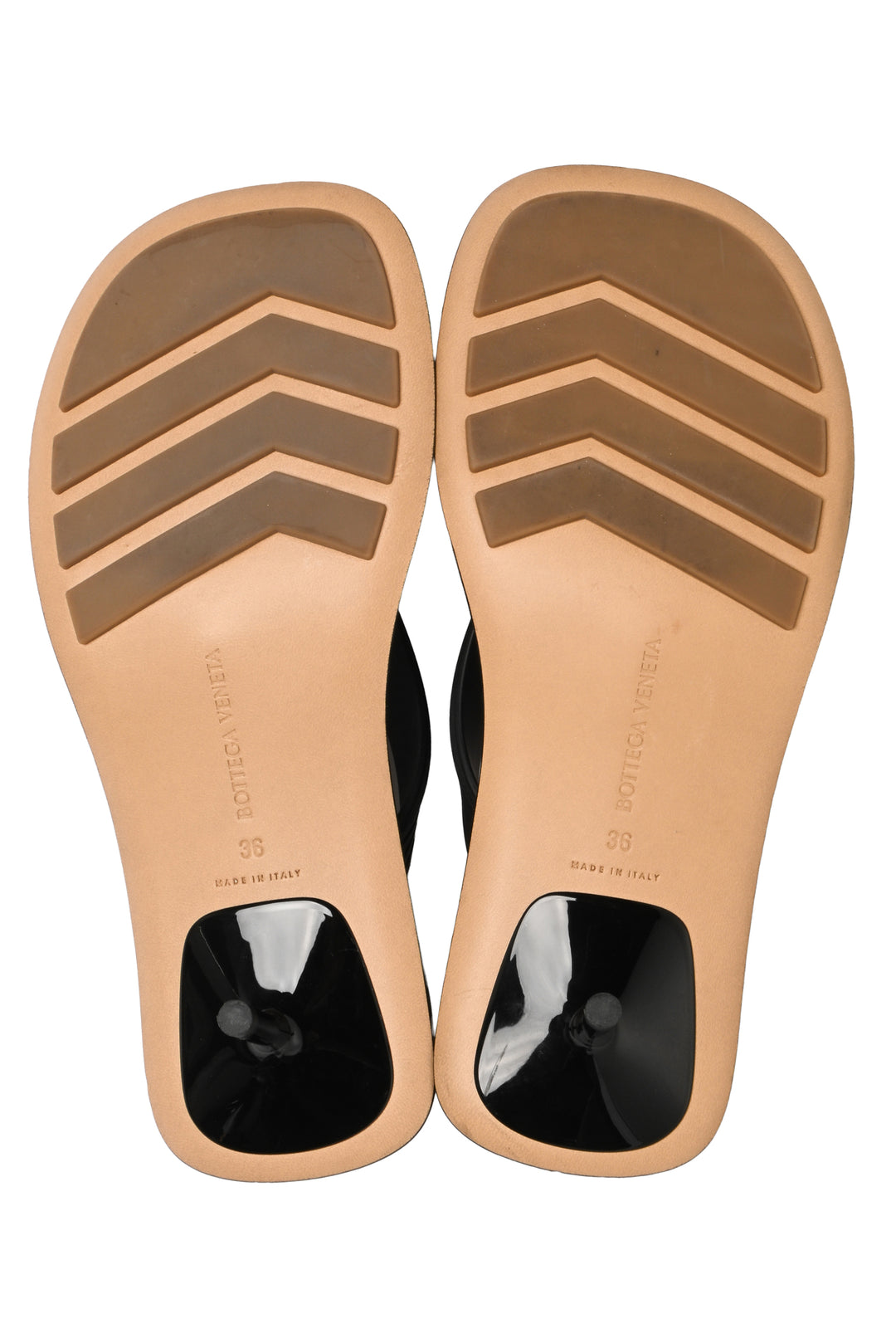 Bottega Veneta Size 36 Sampieri Thong Logo-Embossed Rubber & Leather Sandals