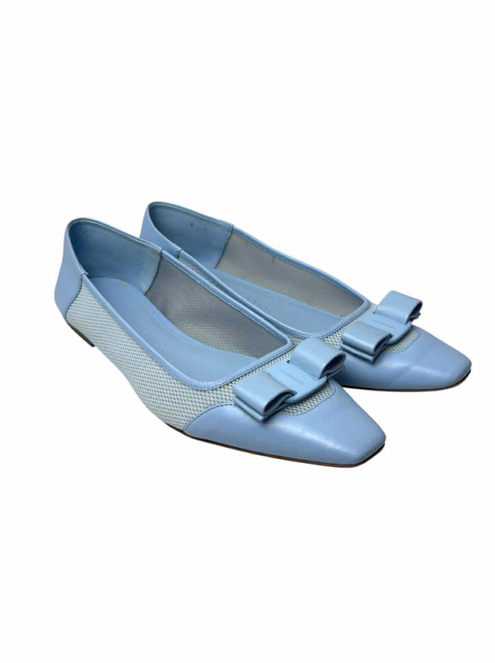 Ferragamo Size 8 Varina Sun Mesh & Leather Flats
