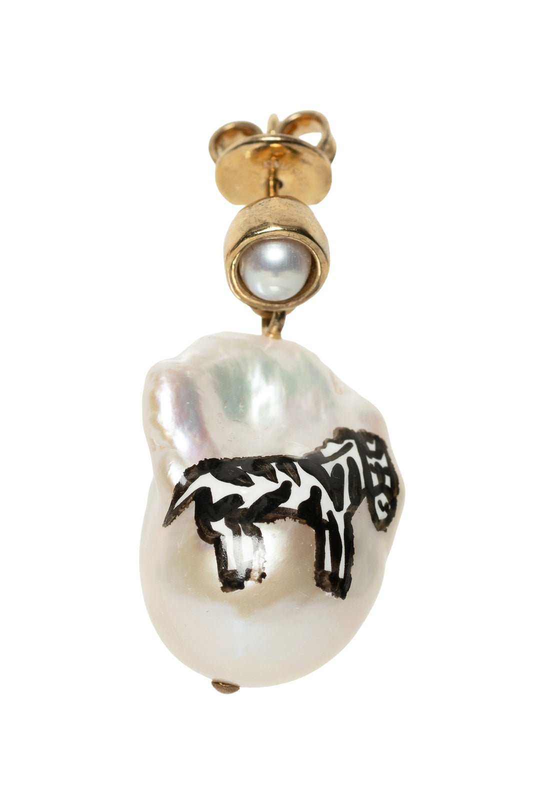 Bottega Veneta Gold Baroque Pearl Zebra Single Earring