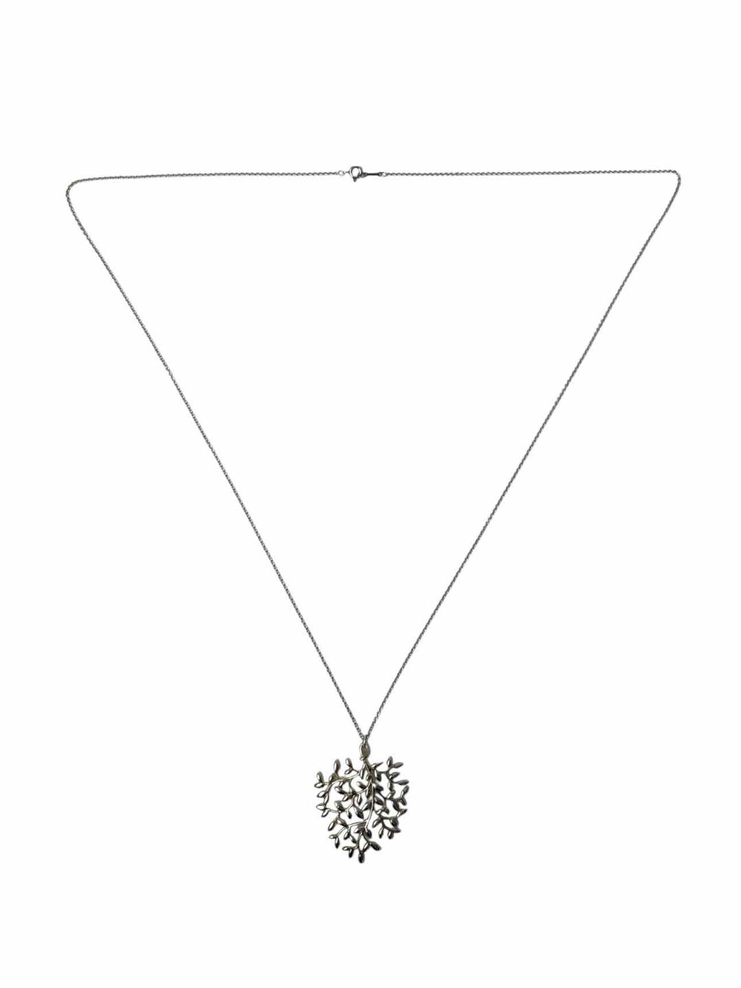 Tiffany & Co 925 Silver Paloma Picasso Olive Leaf Pendant Necklace