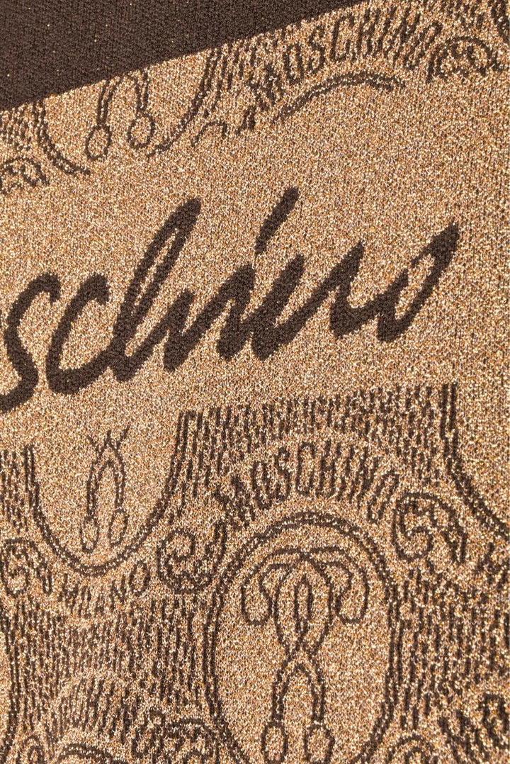 Moschino Couture Size 4 Teddy Bear Credit Card Metallic Knit Dress & Cardigan