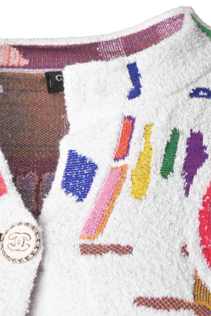 Chanel Patterned Logo Button Size 34 Cardigan