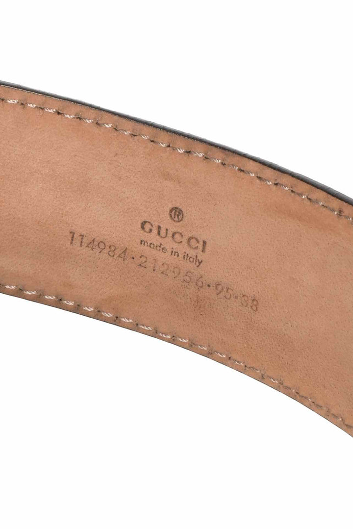Gucci Size 38 Guccissima GG Embossed Leather Interlocking G Buckle Men's Belt