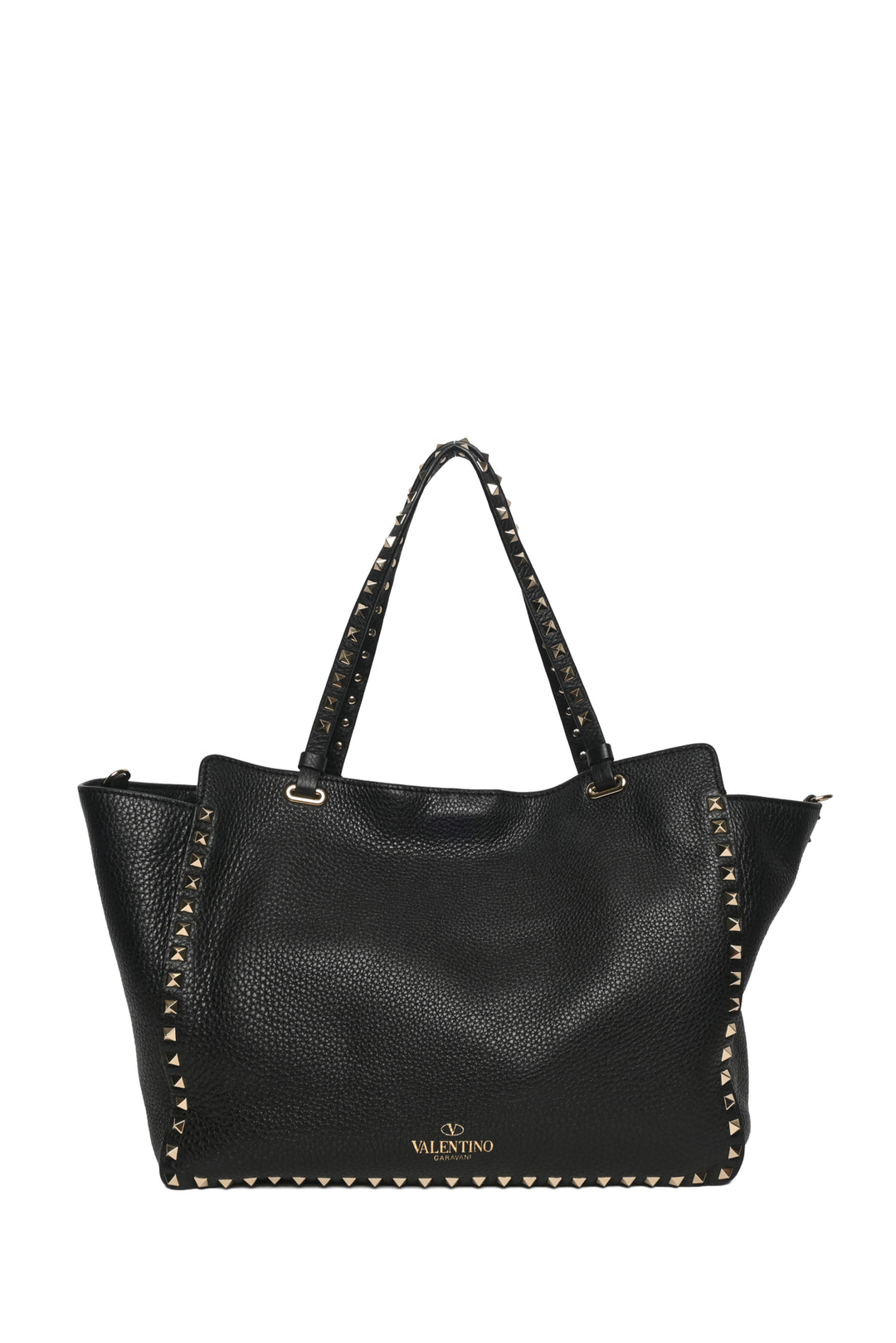 Valentino Rockstud Grained Calfskin Pebbled Leather Tote