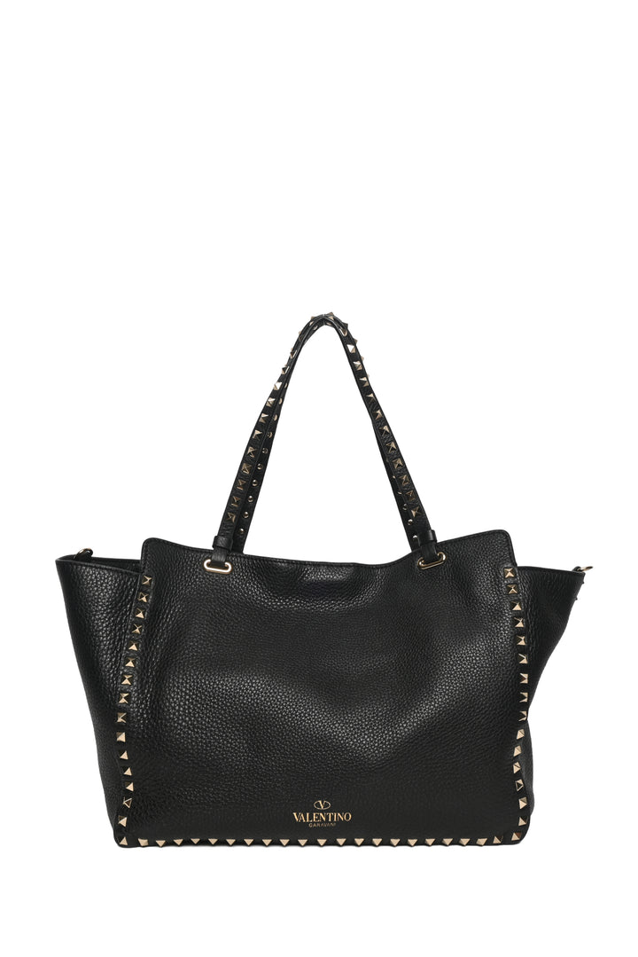 Valentino Rockstud Grained Calfskin Pebbled Leather Tote