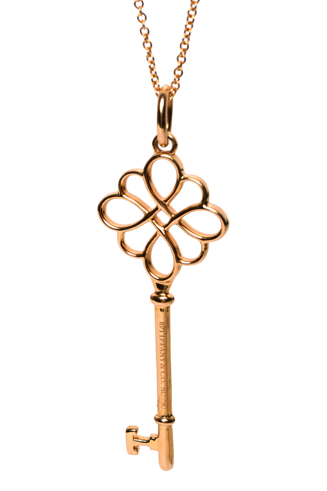 Tiffany & Co 18K Yellow Gold Knot Key Pendant Necklace