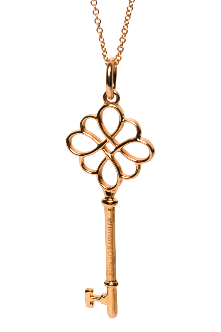 Tiffany & Co 18K Yellow Gold Knot Key Pendant Necklace