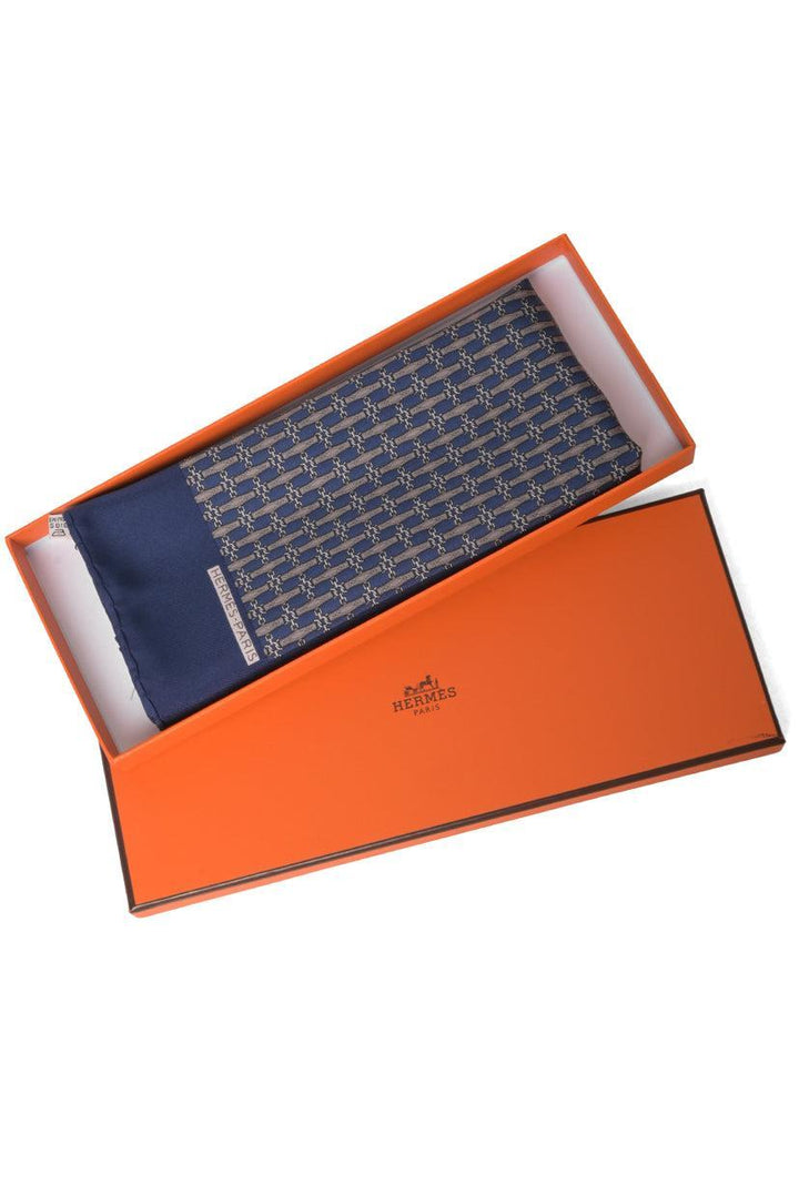Hermes Silk Twill Strap & Ring Print Pocket Scarf
