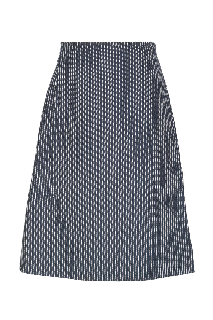 Celine Size 12 Wool & Cotton Blend Striped Wrap Skirt