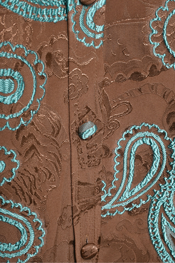 Tory Burch Size 4 Satin Paisley Embroidered Shirt