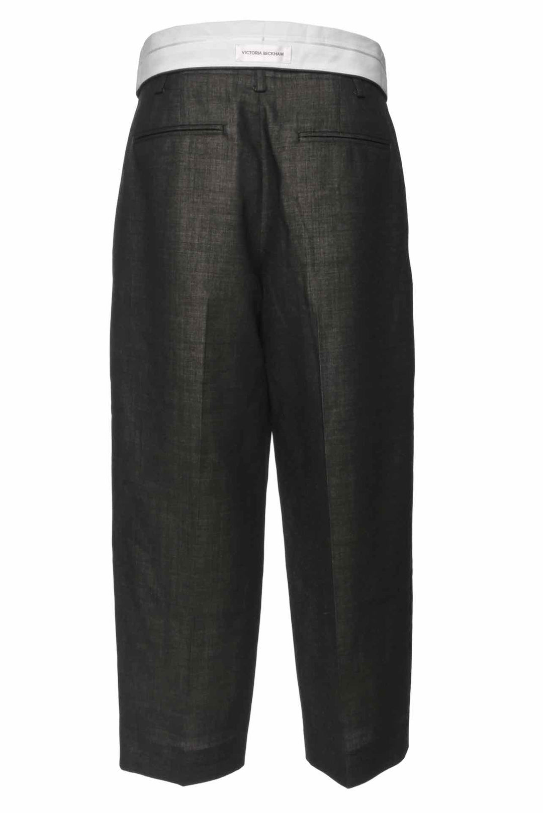 Victoria Beckham Size 4 Double-Waistband Wool Wide-Leg Trousers