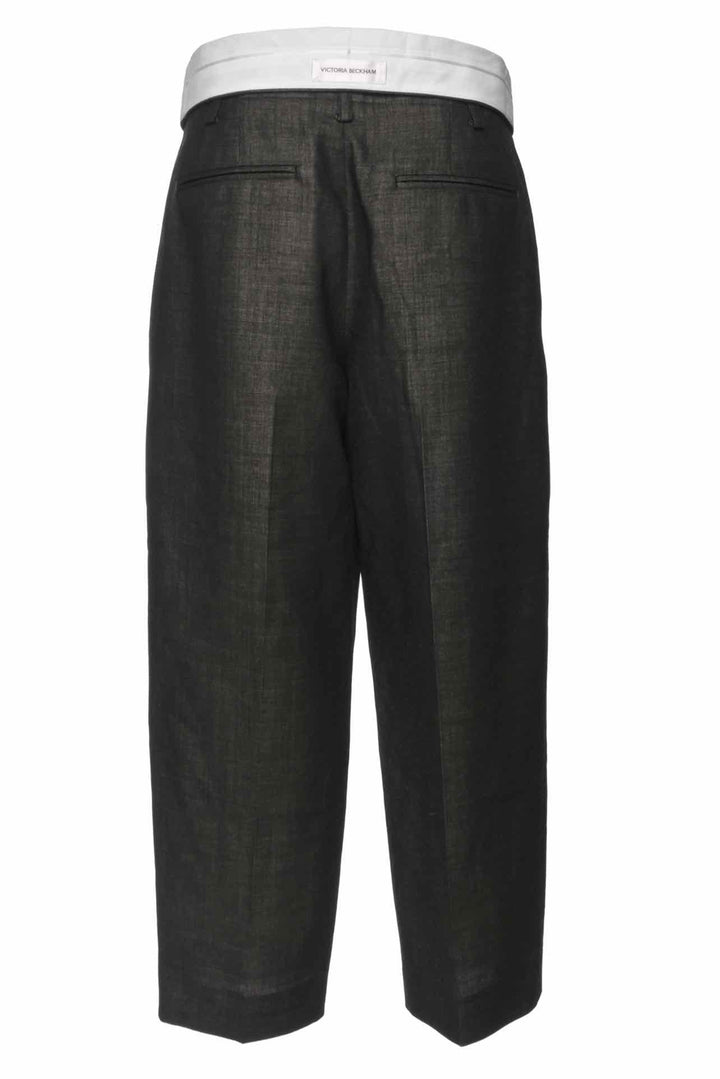 Victoria Beckham Size 4 Double-Waistband Wool Wide-Leg Trousers