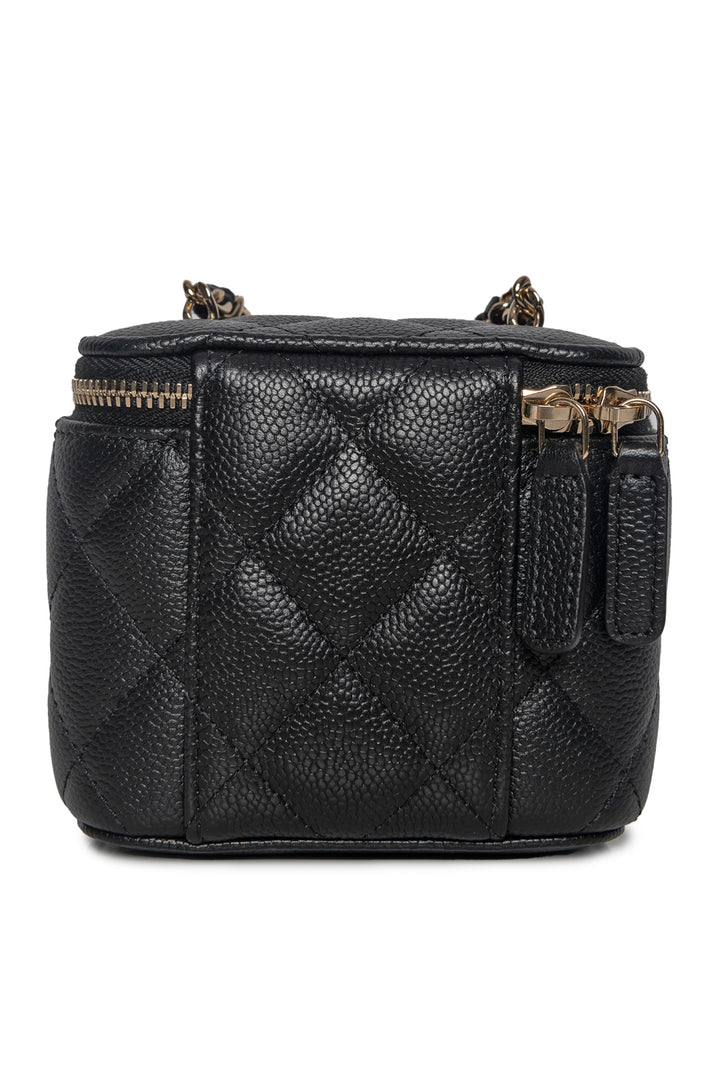 Chanel 2021 Caviar Black Mini Square Vanity Case CC Chain Crossbody