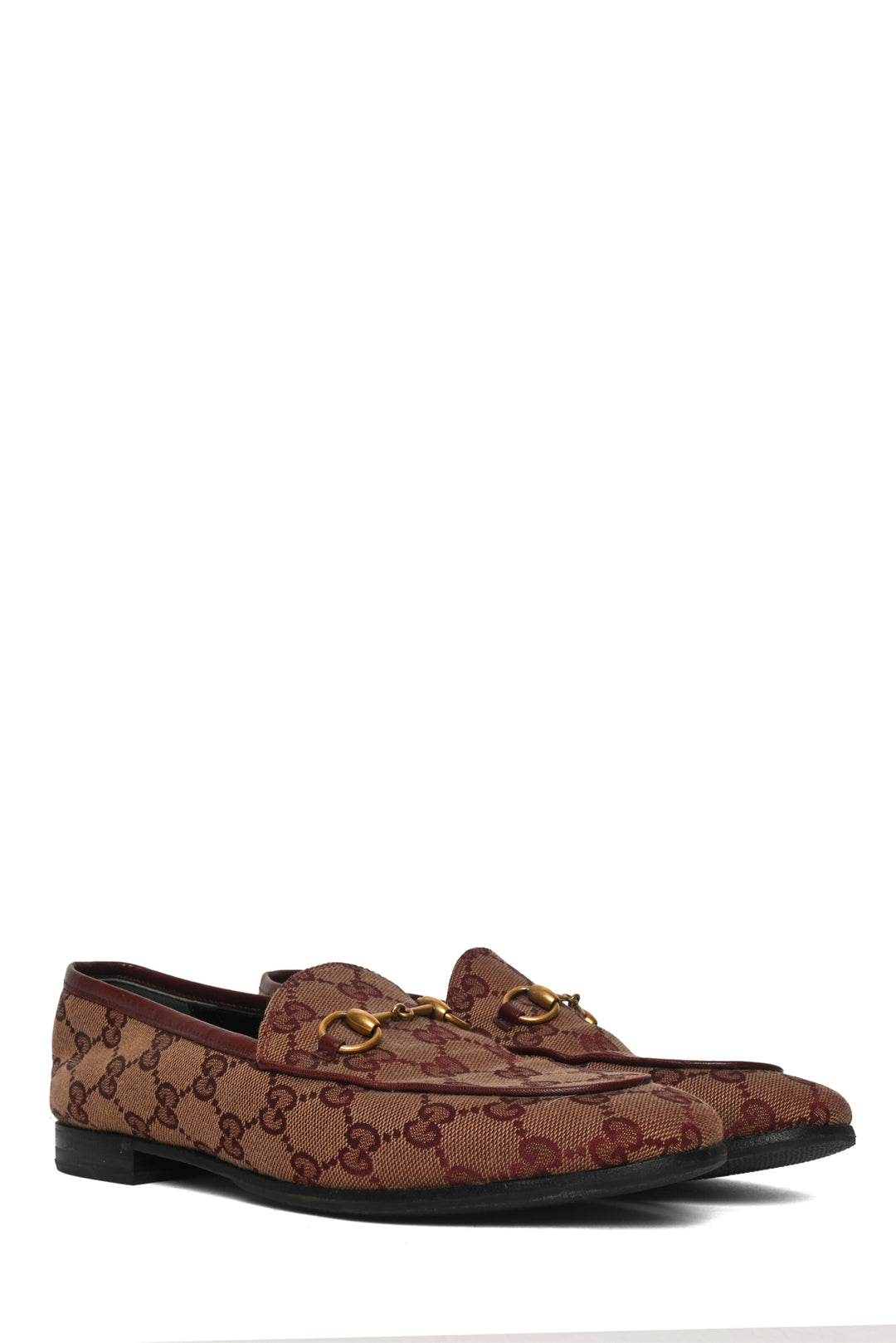 Gucci Size 37.5 Canvas GG Jordaan Loafers
