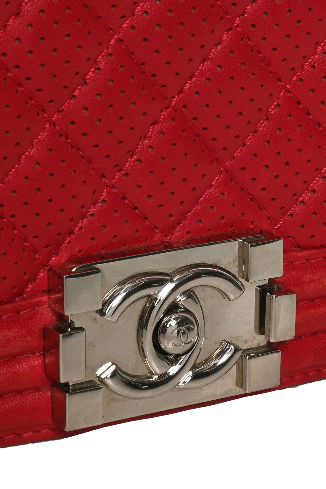 Chanel 2014 Perforated Leather Medium Boy Shoulder Bag