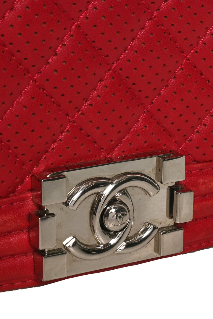 Chanel 2014 Perforated Leather Medium Boy Shoulder Bag