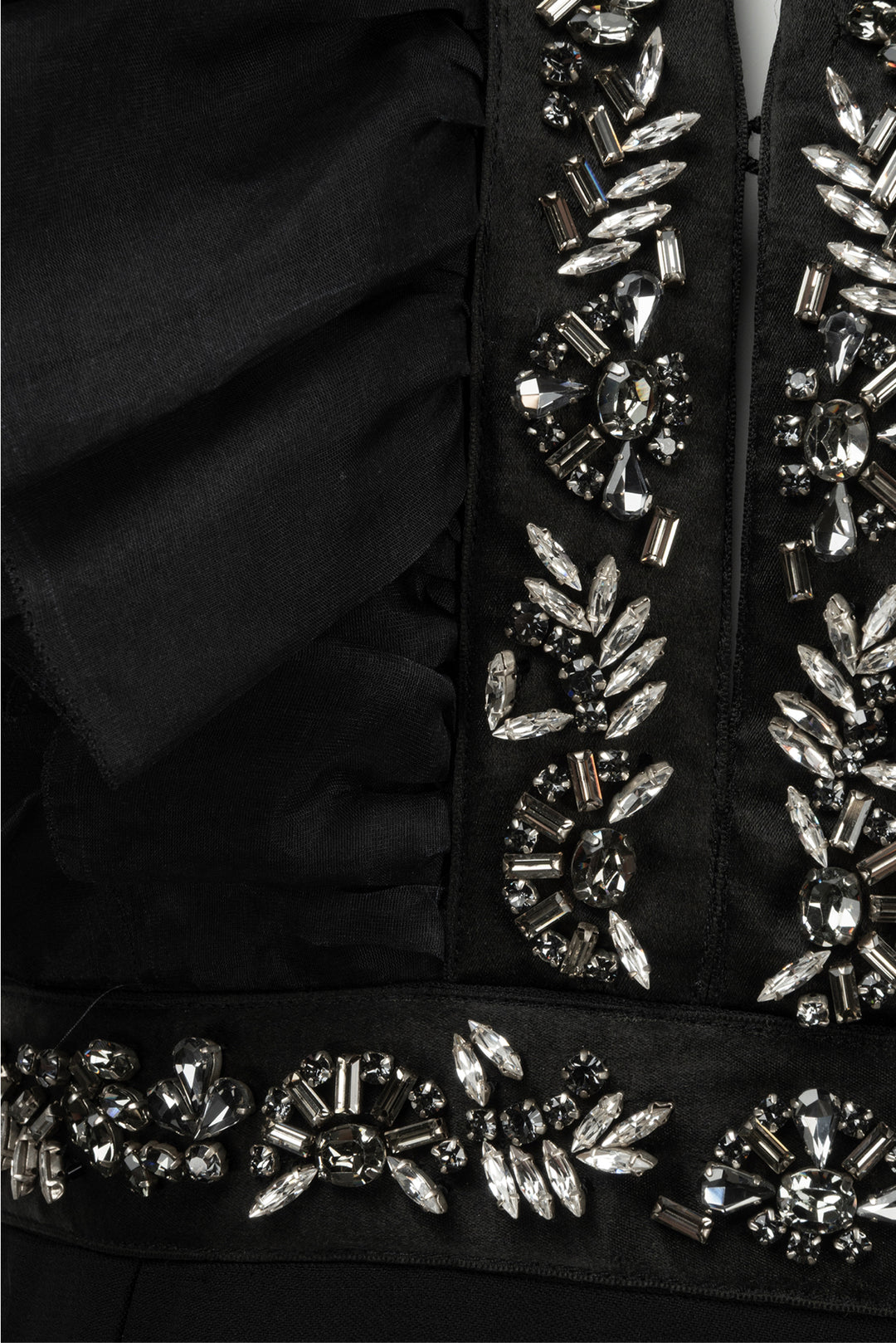 Prada Size 2 2019 Embellished Ruffle High Neck Gown