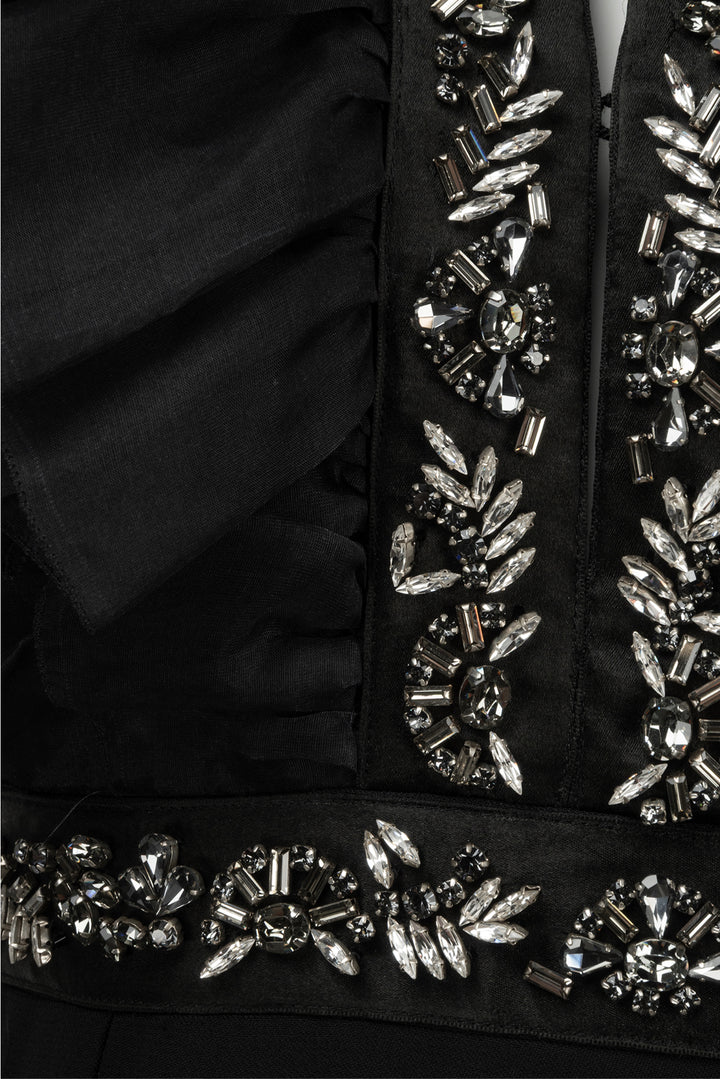 Prada Size 2 2019 Embellished Ruffle High Neck Gown