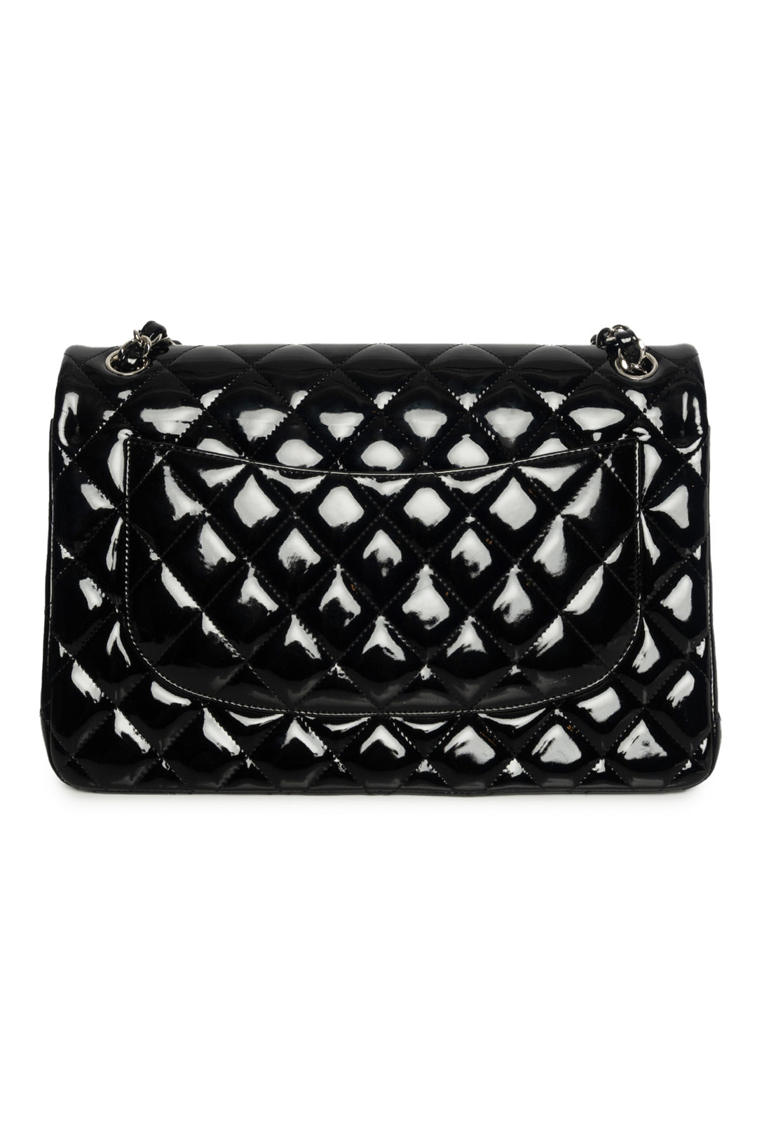 Chanel 2012 Quilted Patent Leather Jumbo Double Flap Shoulder Bag