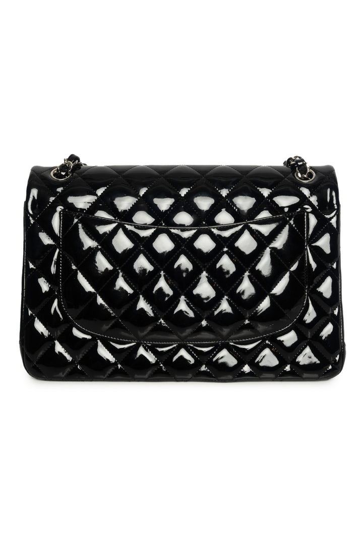 Chanel 2012 Quilted Patent Leather Jumbo Double Flap Shoulder Bag