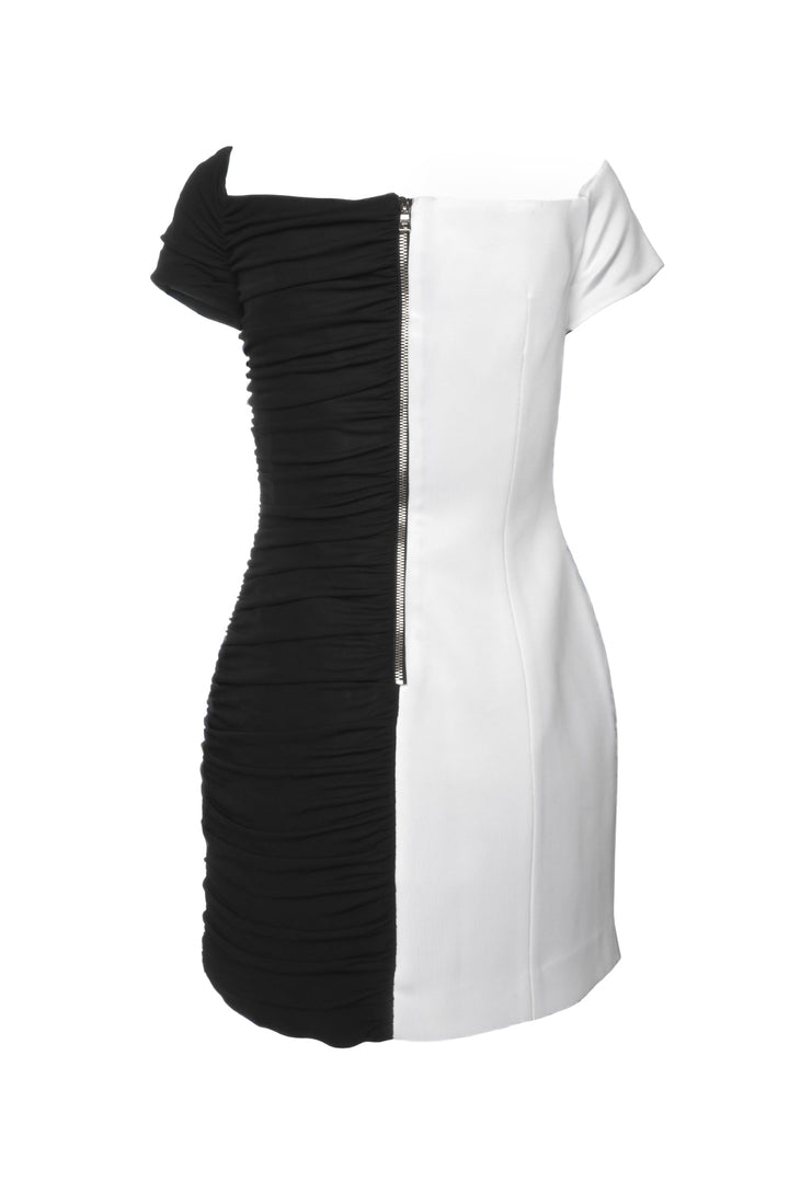 Balmain Size 40 Off The Shoulder Bodycon Mini Dress