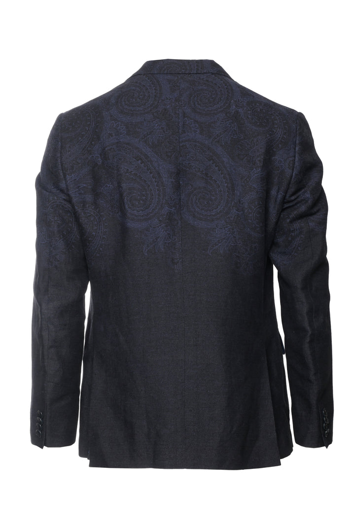Etro Size 40 Men's Paisley Jacquard Linen & Cotton Blend Blazer