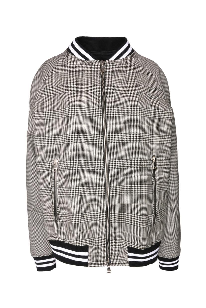 Balmain Size 52 Men's Prince of Wales Logo Bomber Jacket