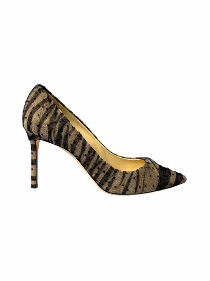 Jimmy Choo Size 38 Romy 85 Tulle Overlay Pumps