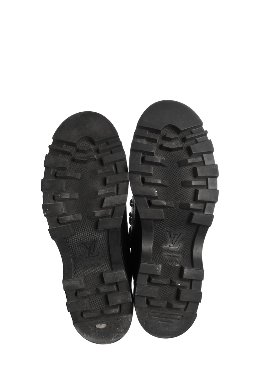 Men's Size 7.5 Louis Vuitton x Fragment Monogram Canvas & Leather Combat Boots