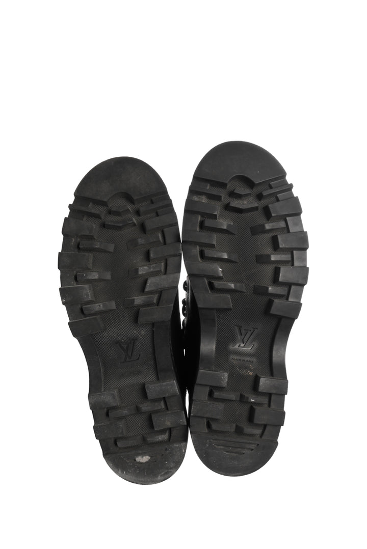 Men's Size 7.5 Louis Vuitton x Fragment Monogram Canvas & Leather Combat Boots