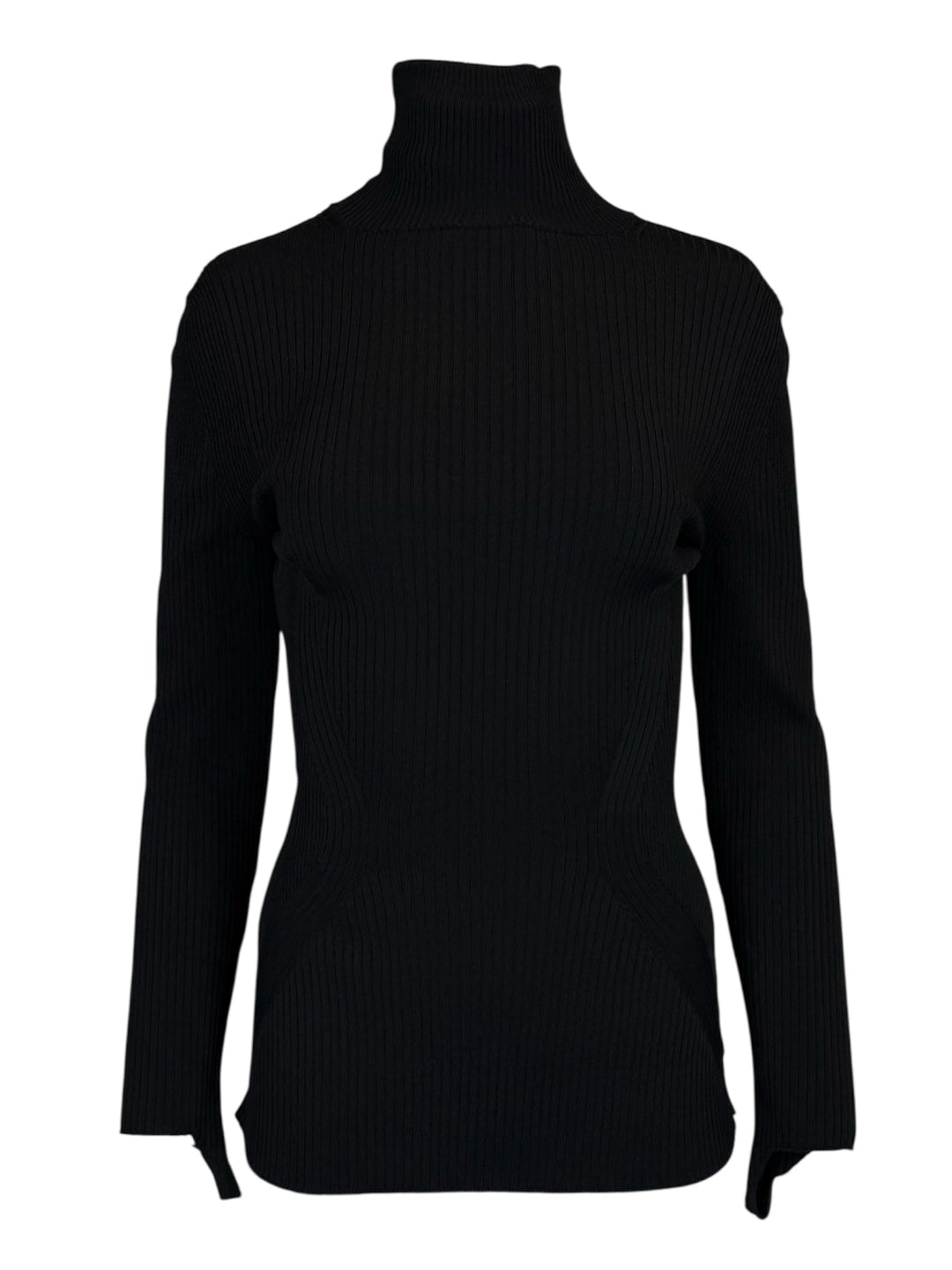 Mugler Size XL Turtleneck Ribbed Knit Sleeve Cutout Tops