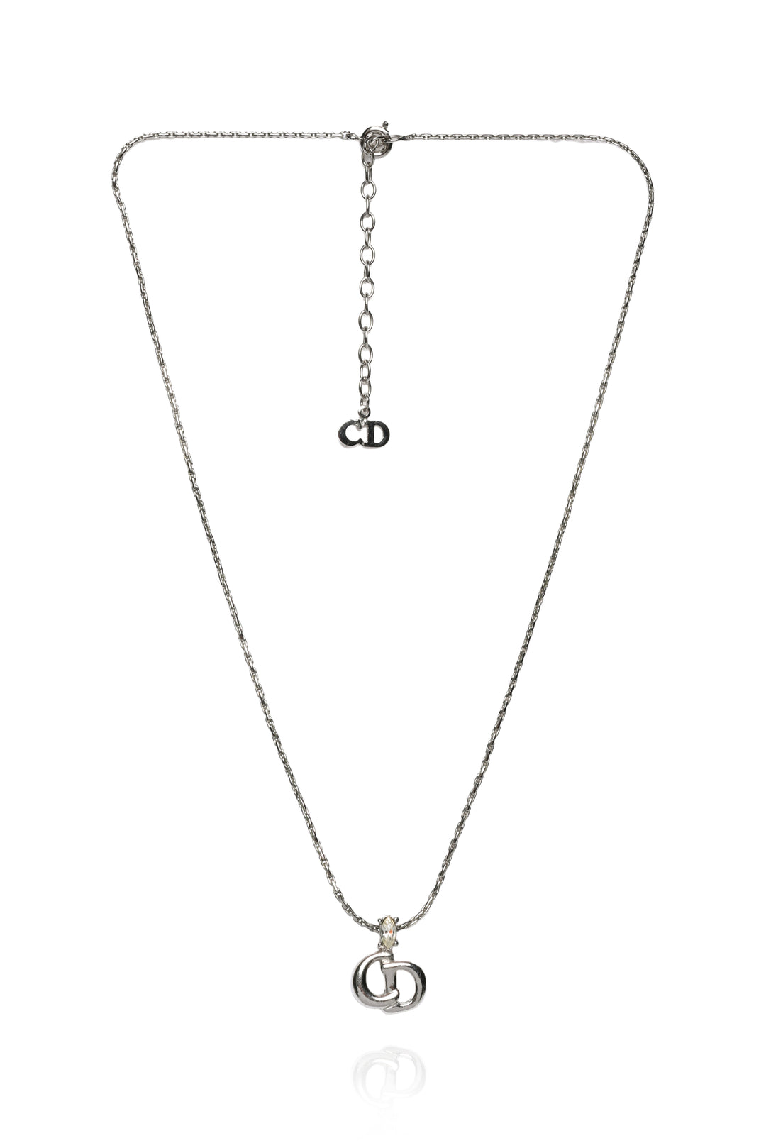 Dior Vintage CD & Crystal Pendant Necklace