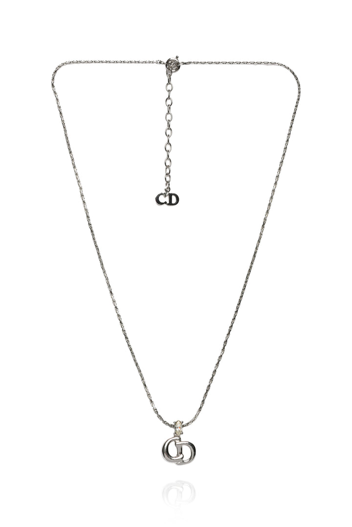 Dior Vintage CD & Crystal Pendant Necklace