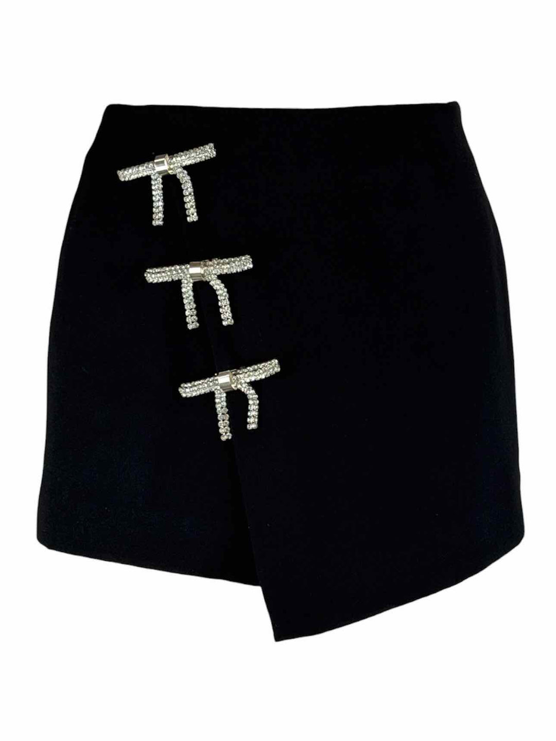 Self Portrait Size 2 Crystal Bow Embellished Crepe Mini Skort
