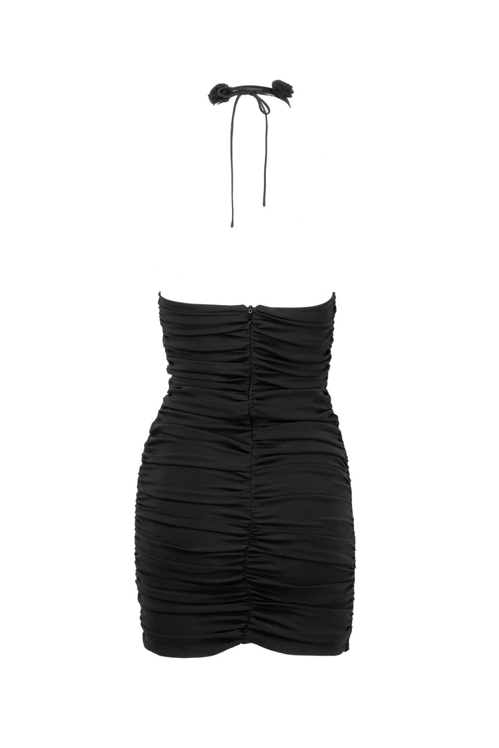 MAGDA BUTRYM Size 2 Ruched Silk Cutout Halter Mini Dress