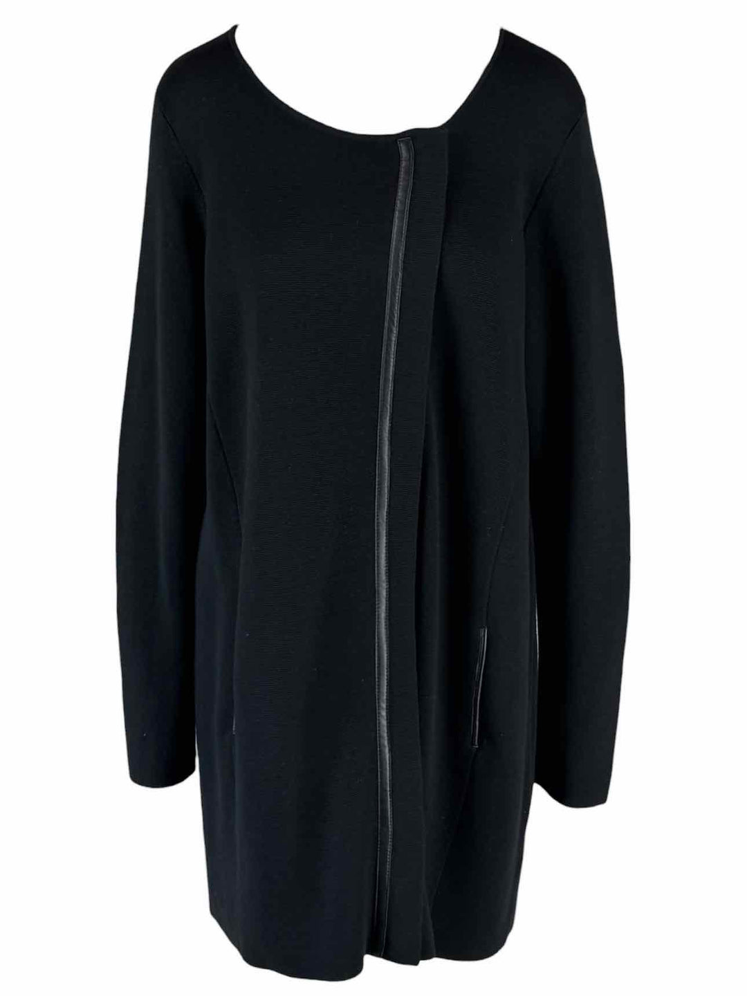 Eileen Fisher Size XL Knit & Leather Trim Coat