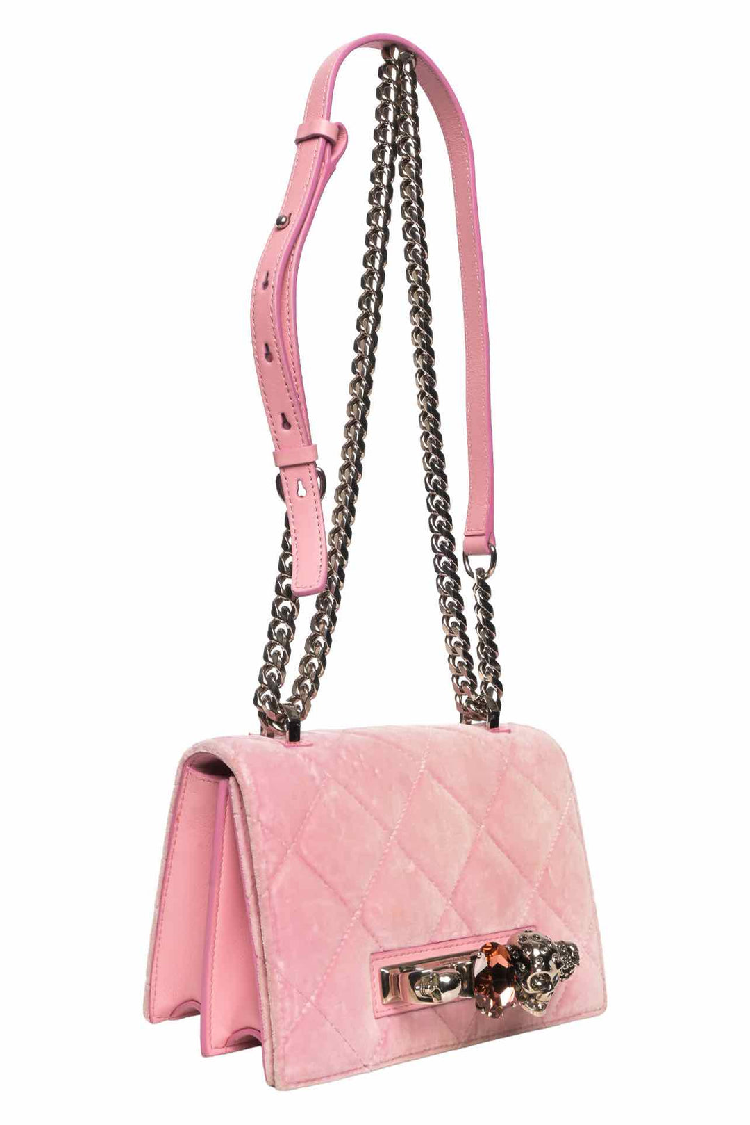 Alexander Mcqueen Quilted Velvet Knuckle Shoulder Bag