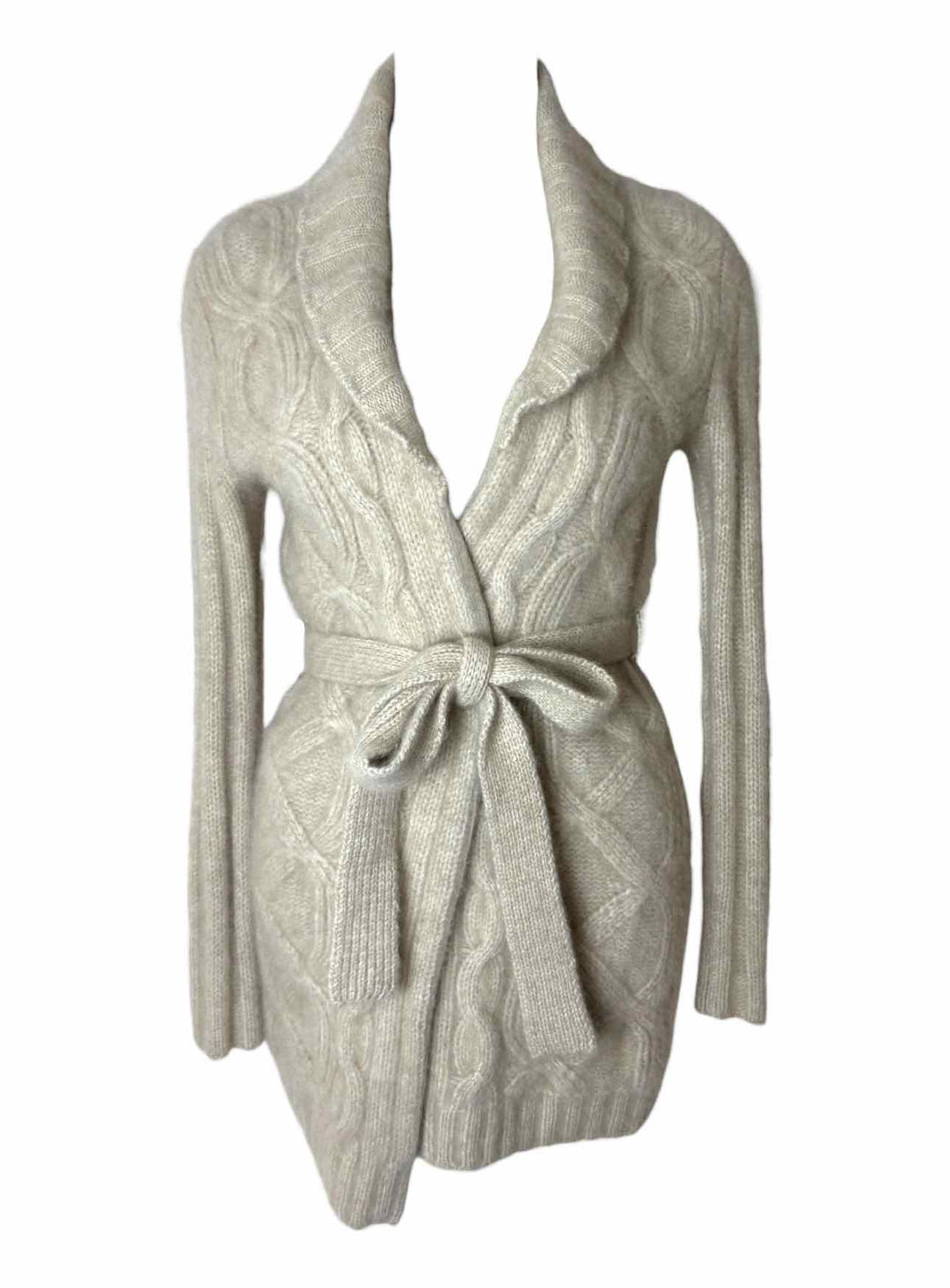 Black Goat Size M Cashmere Cableknit Belted Cardigan